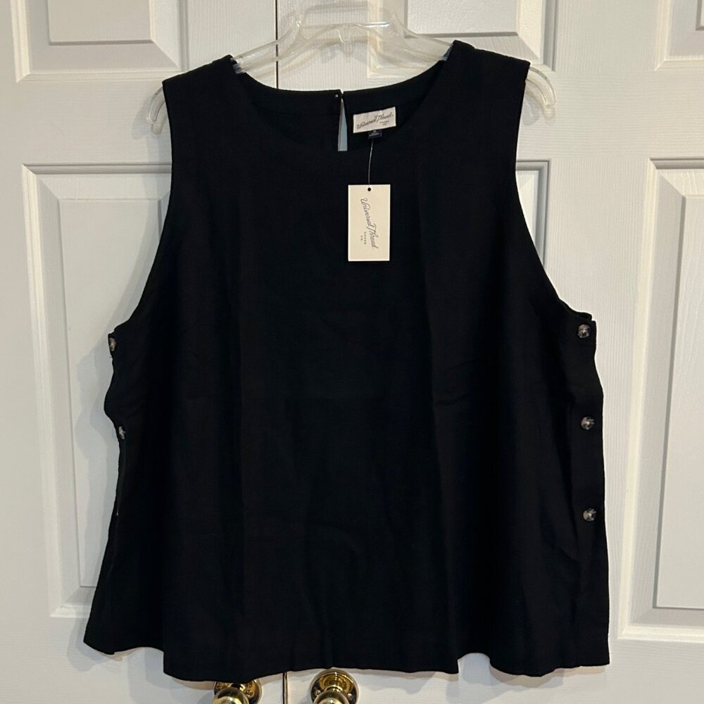Sleeveless Black Button-Side Women's Top